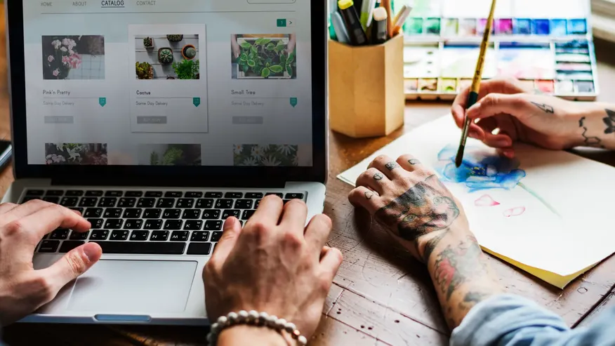 Professional web designer workspace