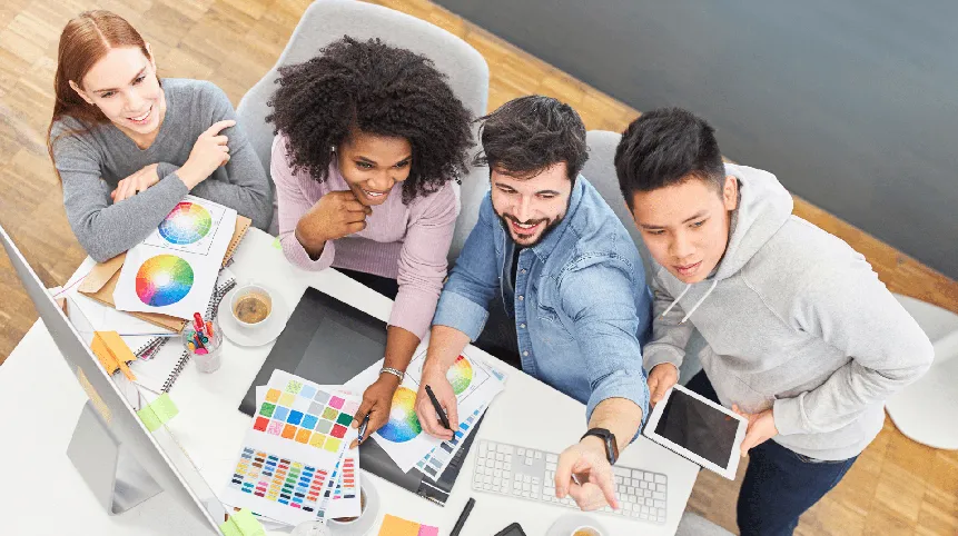 Web designer team brainstorming